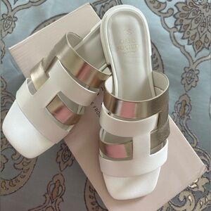 Oasis Society Gold and White Women's Sandals